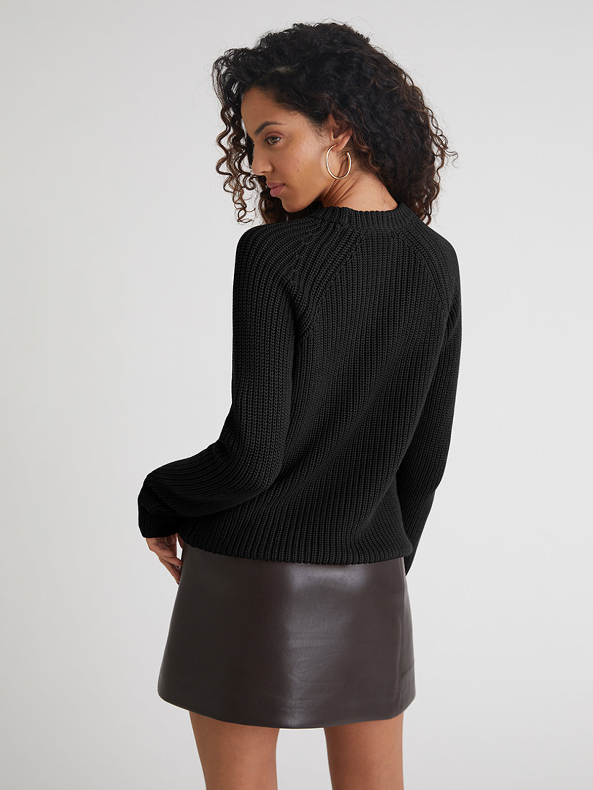 525 Jane Cotton Shaker Sweater in Black