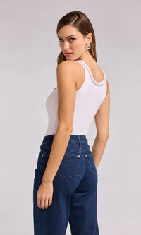 Generation Love Giovanna Pearl Rib Tank in White - Size XS Available