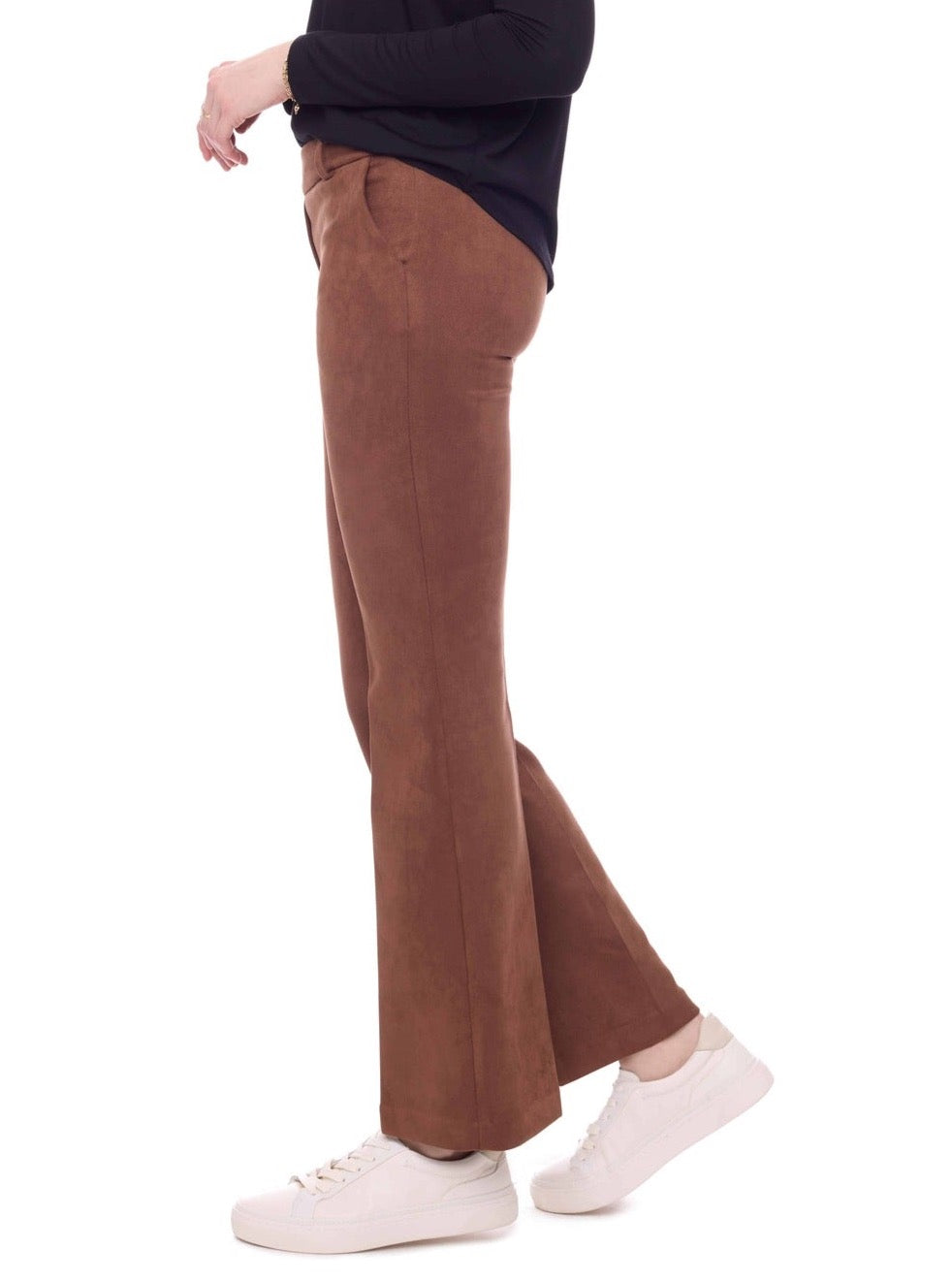 I Love Tyler Madison Paityn Stretch Suede Boot Cut Pant in Tobacco
