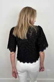 Suncoo Liam Eyelet Half Sleeve Top