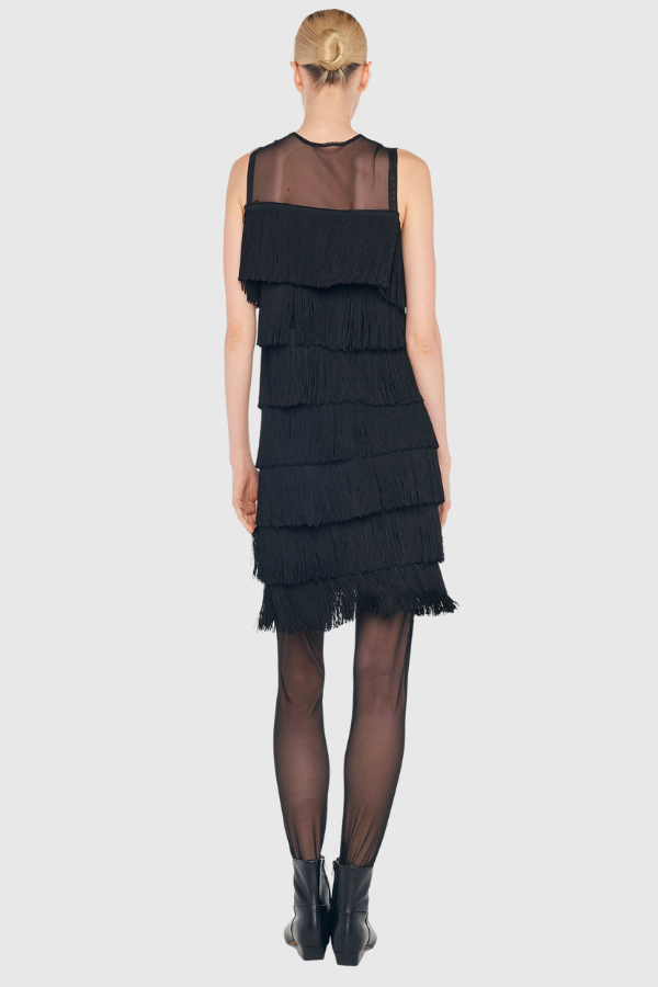 Norma Kamali All Over Fringe Dress - Size XL Available