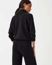 Spanx AirEssentials Half-Zip Sweatshirt in Very Black