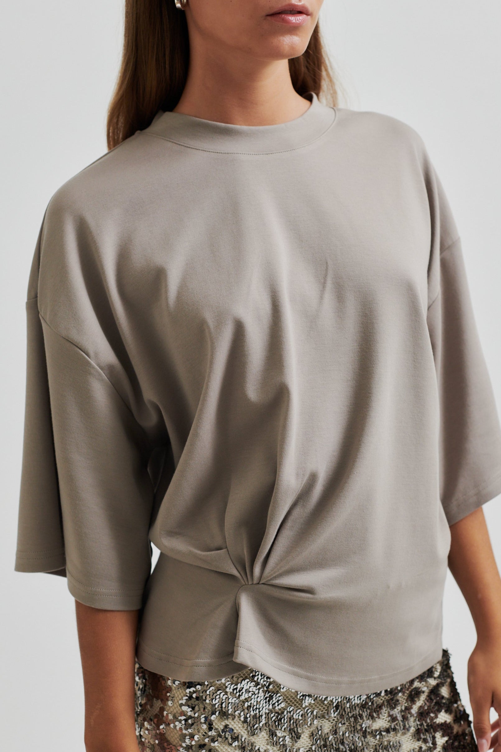 Second Female Missouri Gathered Front Tee in Elephant Skin