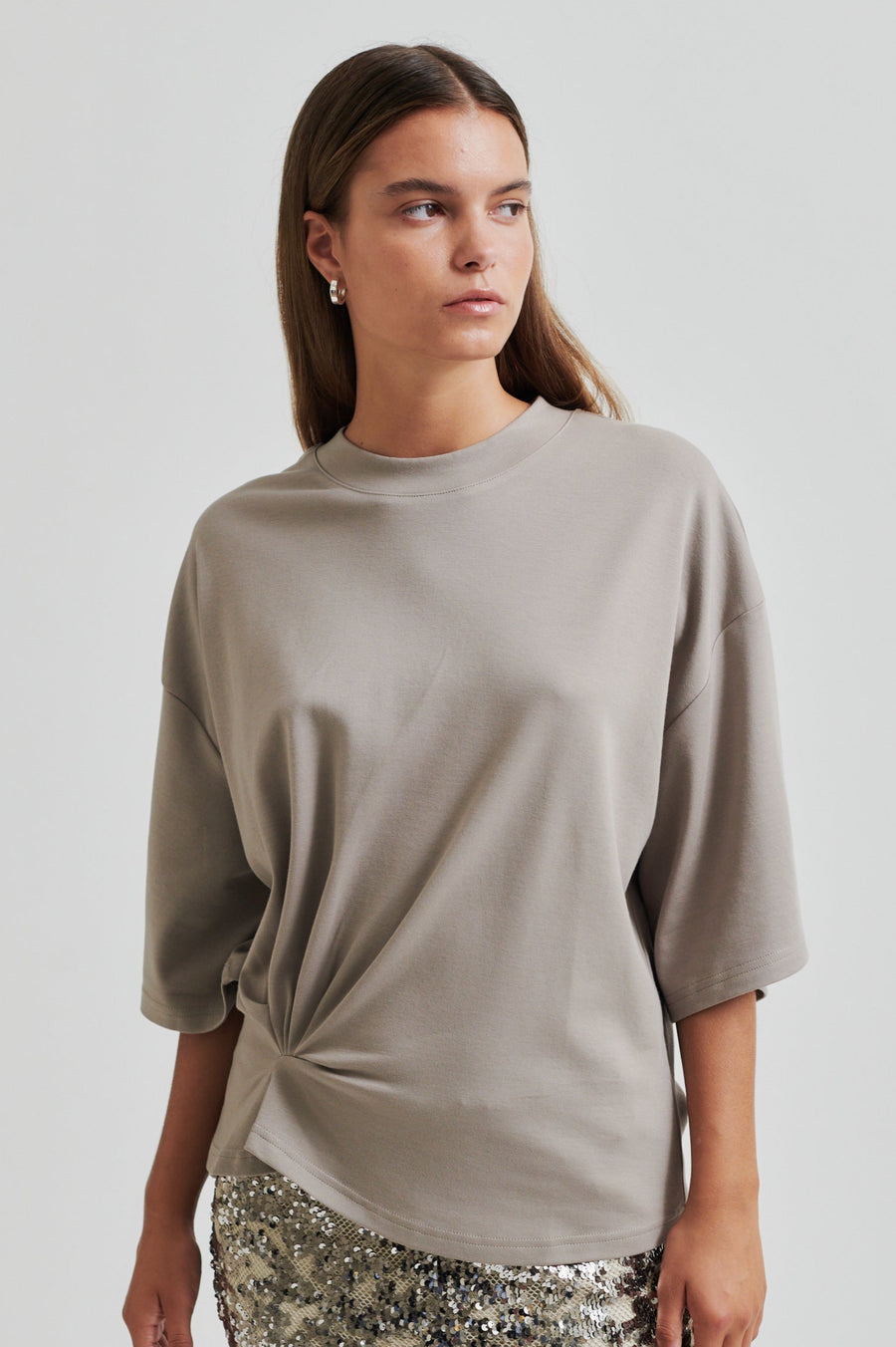 Second Female Missouri Gathered Front Tee in Elephant Skin