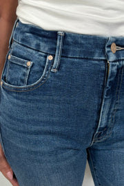 close-up of a skinny blue jeans