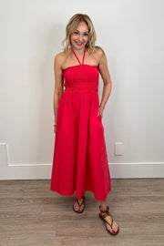 Deluc Osorio Smocked Halter A-Line Dress