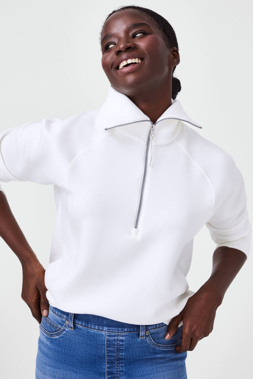 Spanx AirEssentials Half-Zip Sweatshirt in Powder