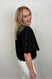 Suncoo Liam Eyelet Half Sleeve Top