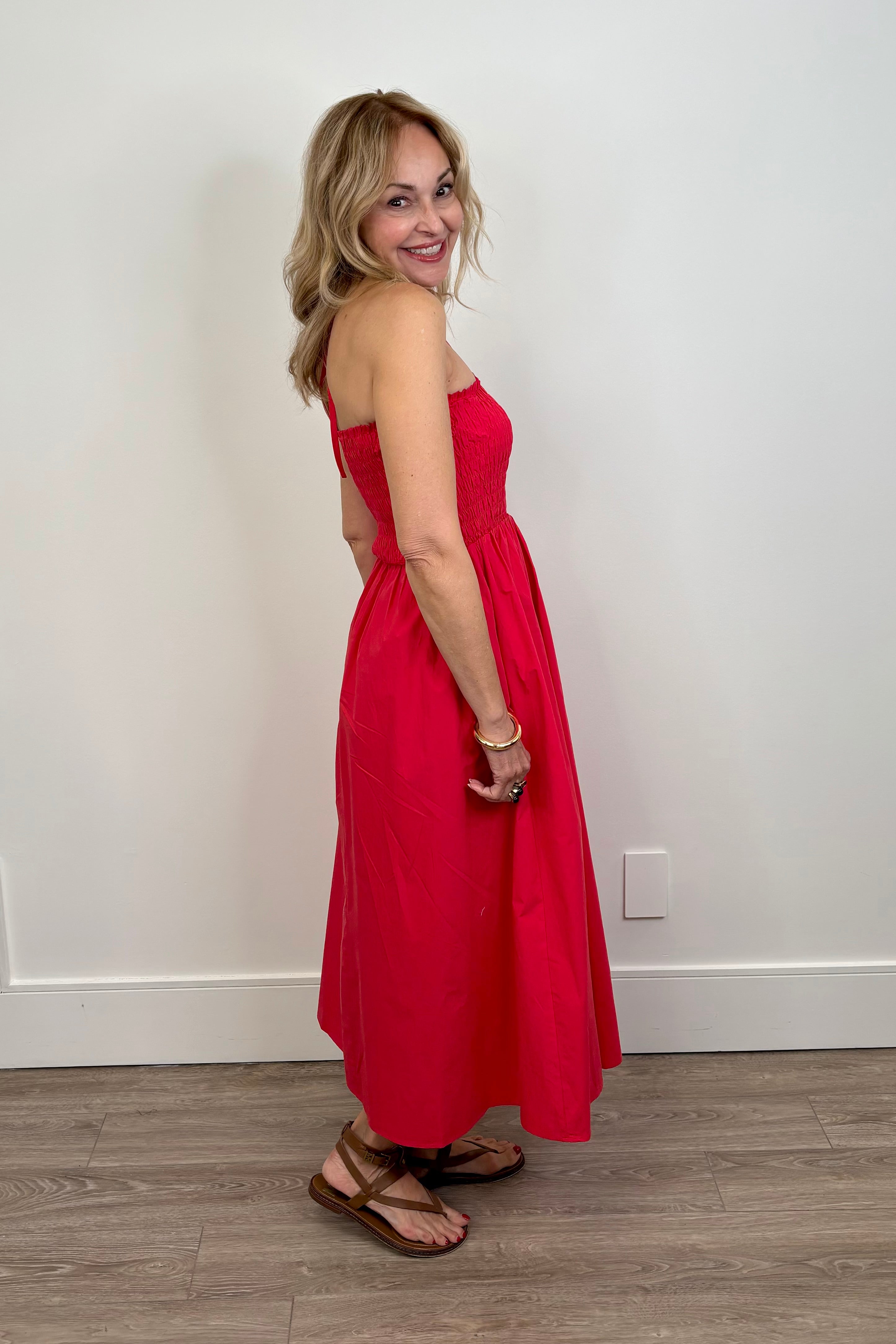 Deluc Osorio Smocked Halter A-Line Dress