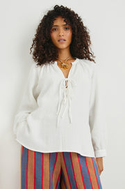 Rails Brielle Front Tie Knot Blouse in White