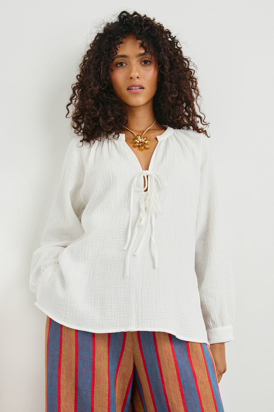 Rails Brielle Front Tie Knot Blouse in White