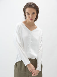 Melissa Nepton Cindy Satin Top in Off White - Size XS Available