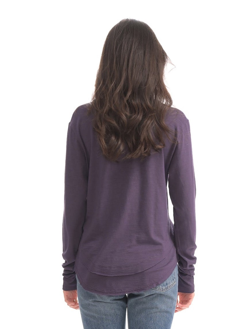 CHRLDR Ava Long Sleeve Mock Layer in Deep Purple