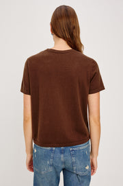 Back view of a cashmere brown t-shirt