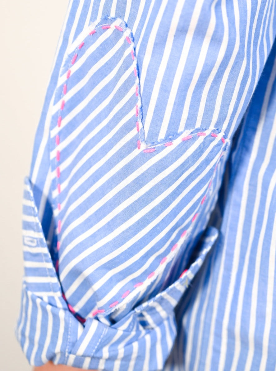 Kerri Rosenthal Mia Stripe Cotton Shirt - Size L Available