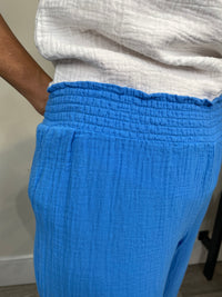 Bobi Smocked Wide Leg Pant in Mykonos