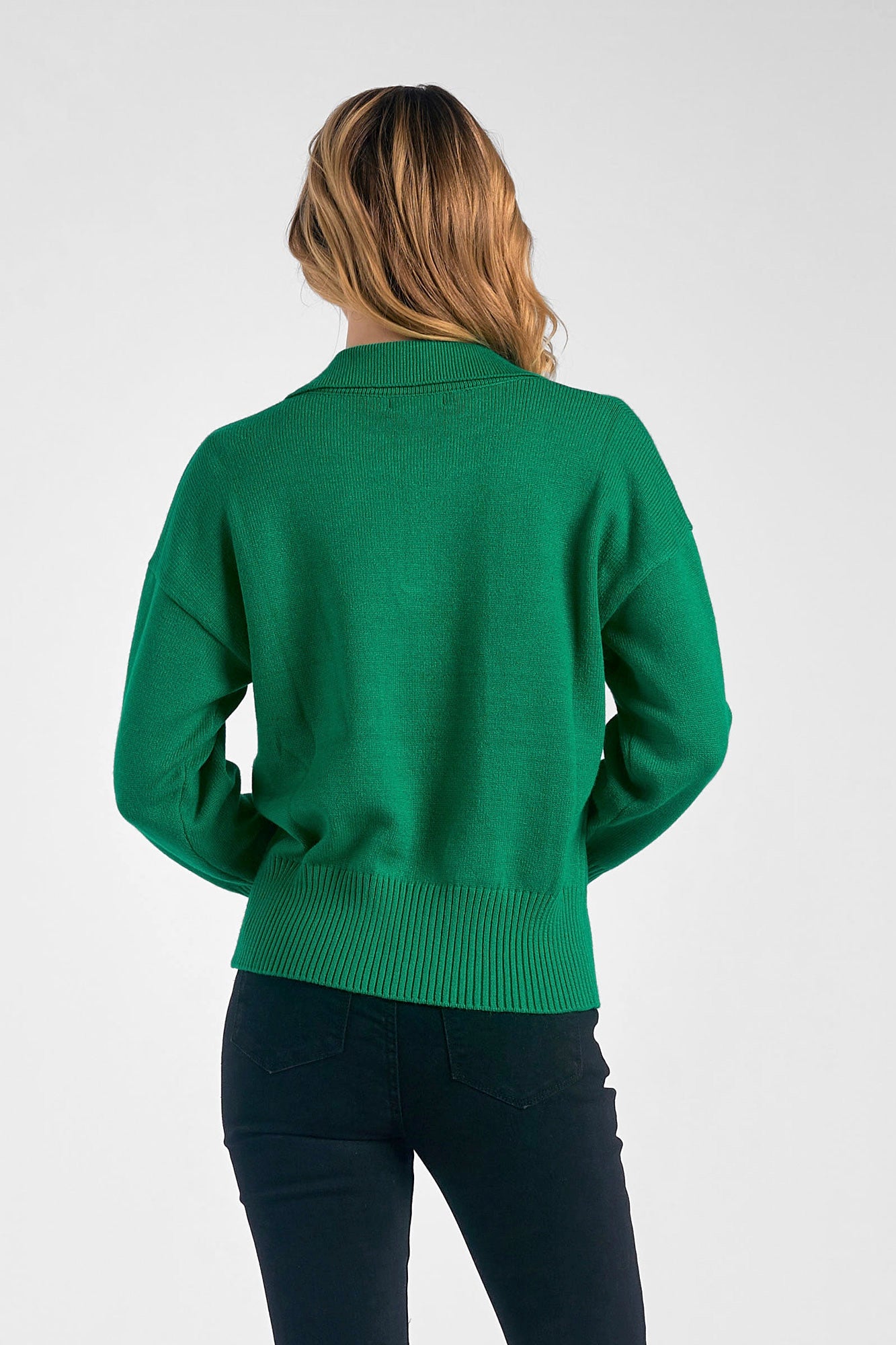 Elan V Neck Collared Sweater