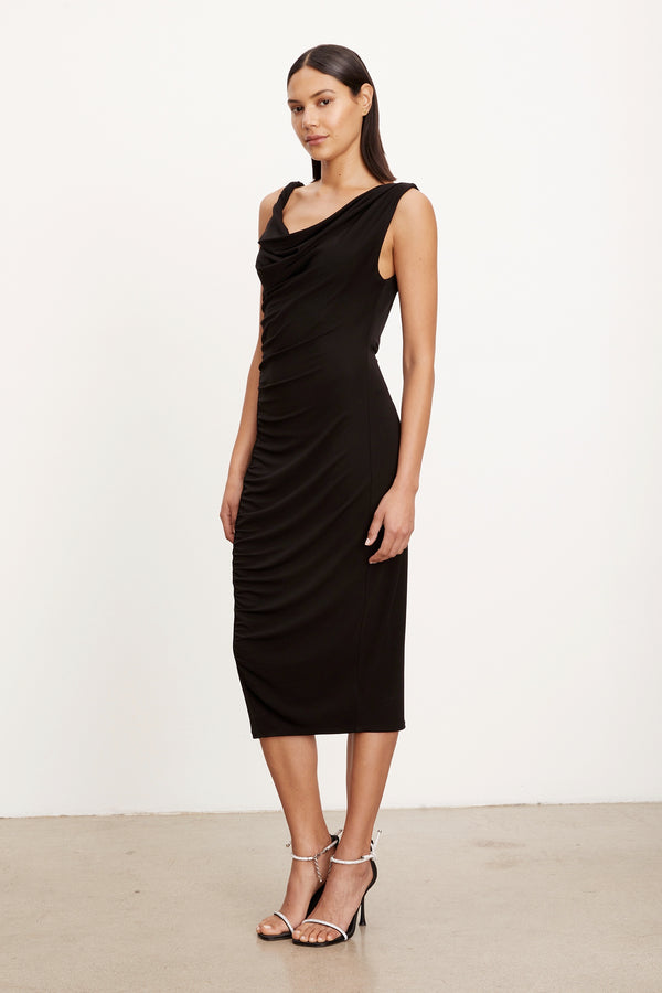 Velvet Matte Jersey Asymmetric Dress - Size L Available