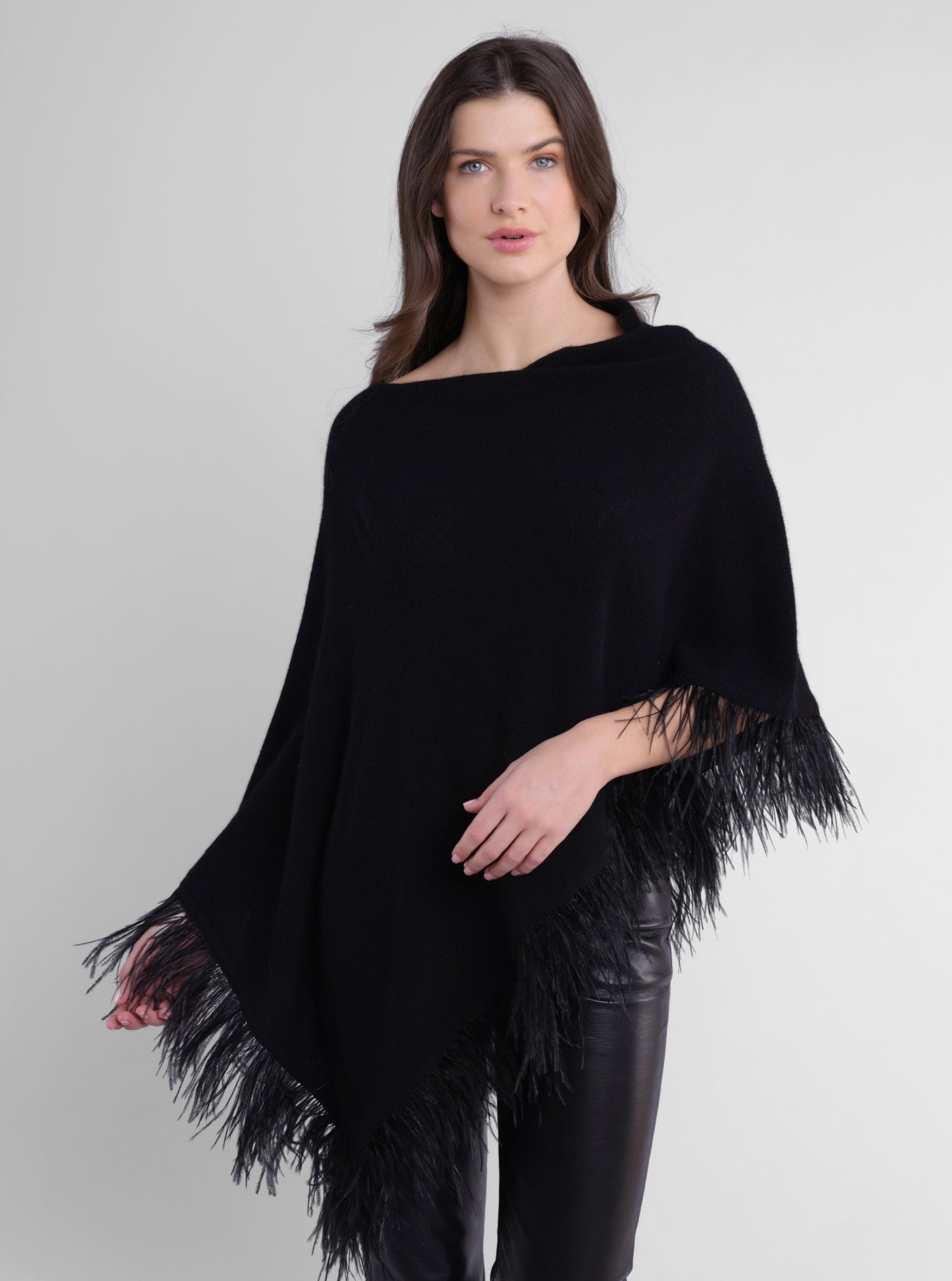 Alashan Cashmere Salma Feather Trim Topper