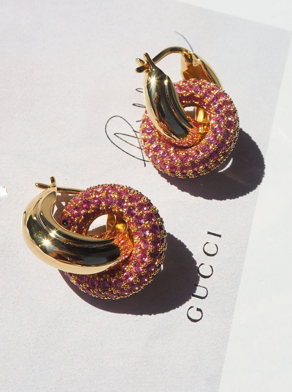 Luv Aj Pave Interlock Coloured Hoops - Click to view colours