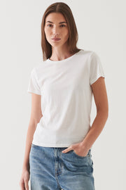Patrick Assaraf Pima Classic Fit Crew in White - Size XS Available