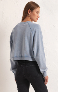 Z Supply Crop Out Knit Denim Sweatshirt - Size XS Available