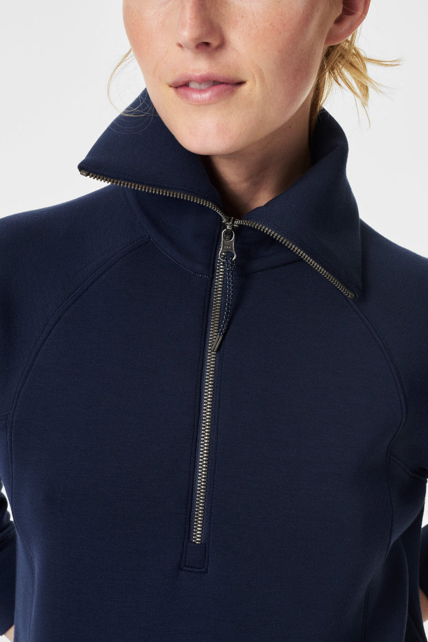 Spanx AirEssentials Half-Zip Sweatshirt in Timeless Navy