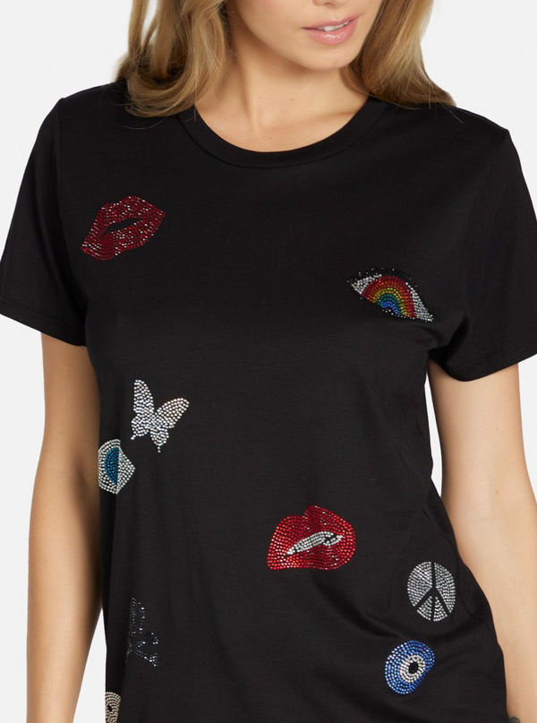 Lauren Moshi Wolf Crystal Elements Tee - Size L Available