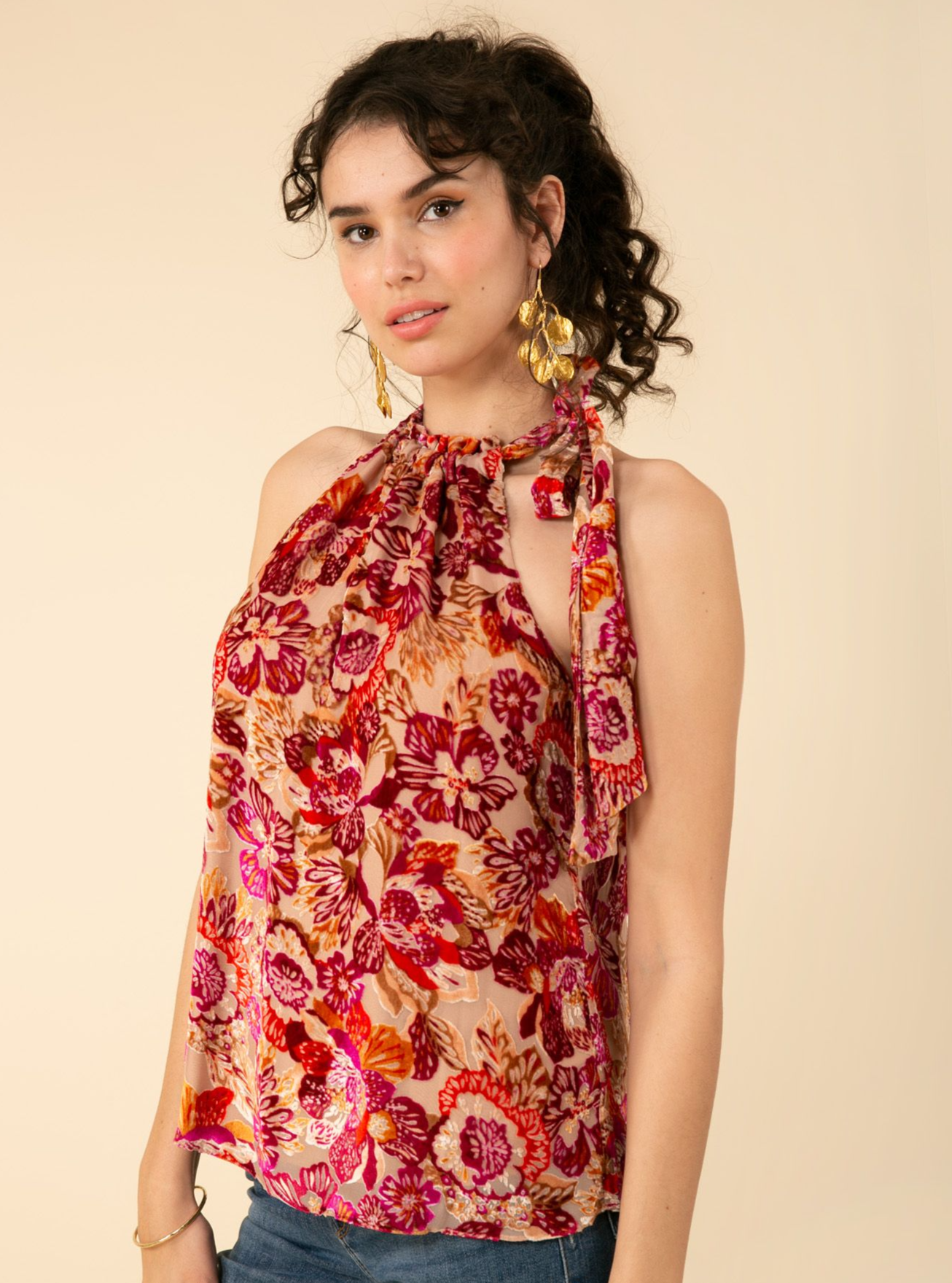 Hale Bob Sweet Dreams Burn Out Halter Top in Pink