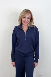 Spanx AirEssentials Half-Zip Sweatshirt in Timeless Navy