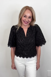 Suncoo Liam Eyelet Half Sleeve Top