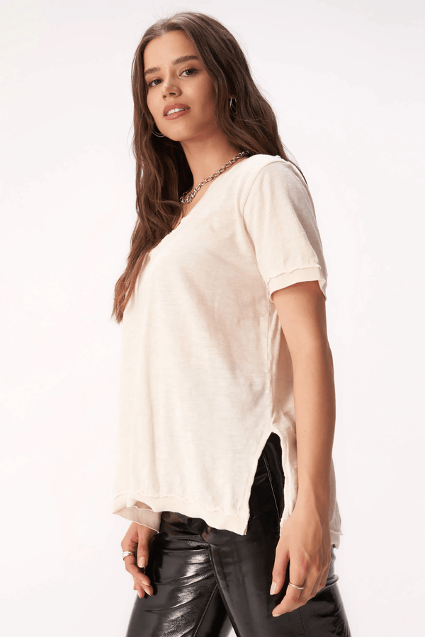 Project Social Tee Knockout V Neck Tee in Alabaster