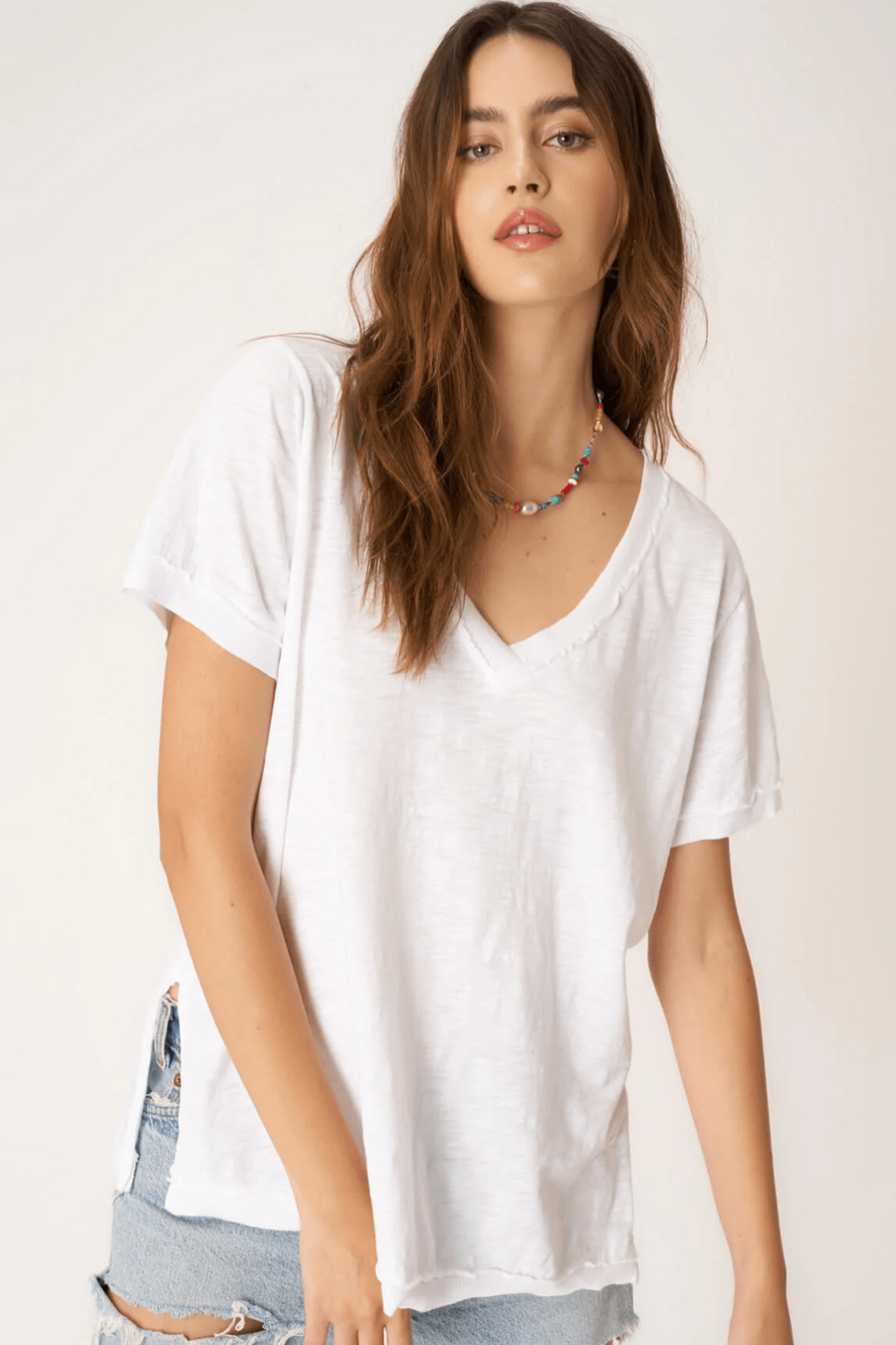 Project Social T Knockout V-Neck Tee in White