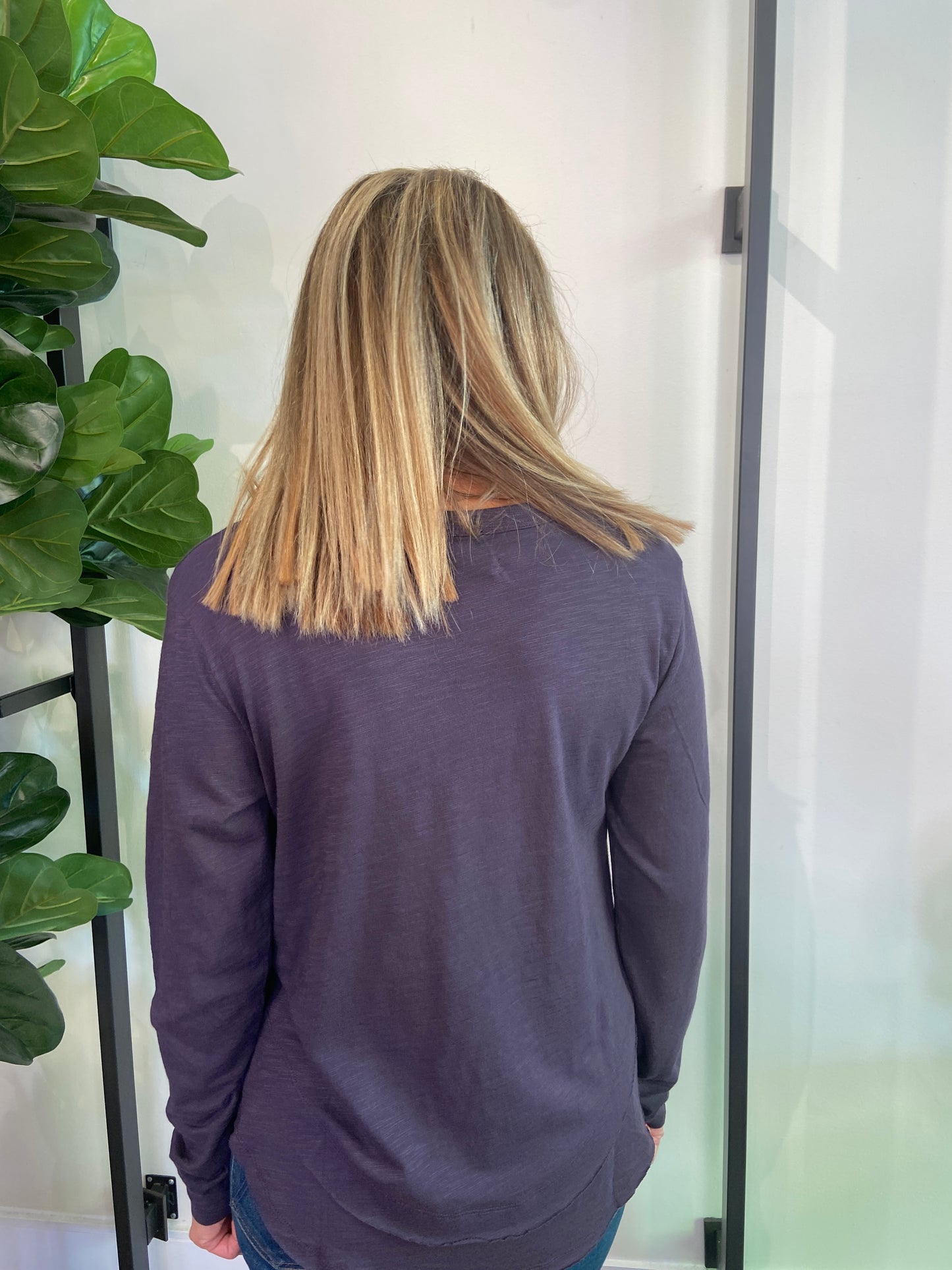 CHRLDR Ava Long Sleeve Mock Layer in Deep Purple