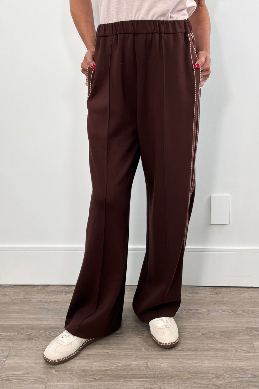 Frnch Wide Leg Pant w/ Pink Side Stripe