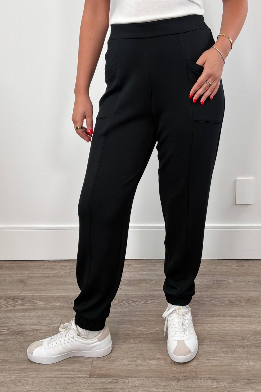 Person wearing black pants jogger pants