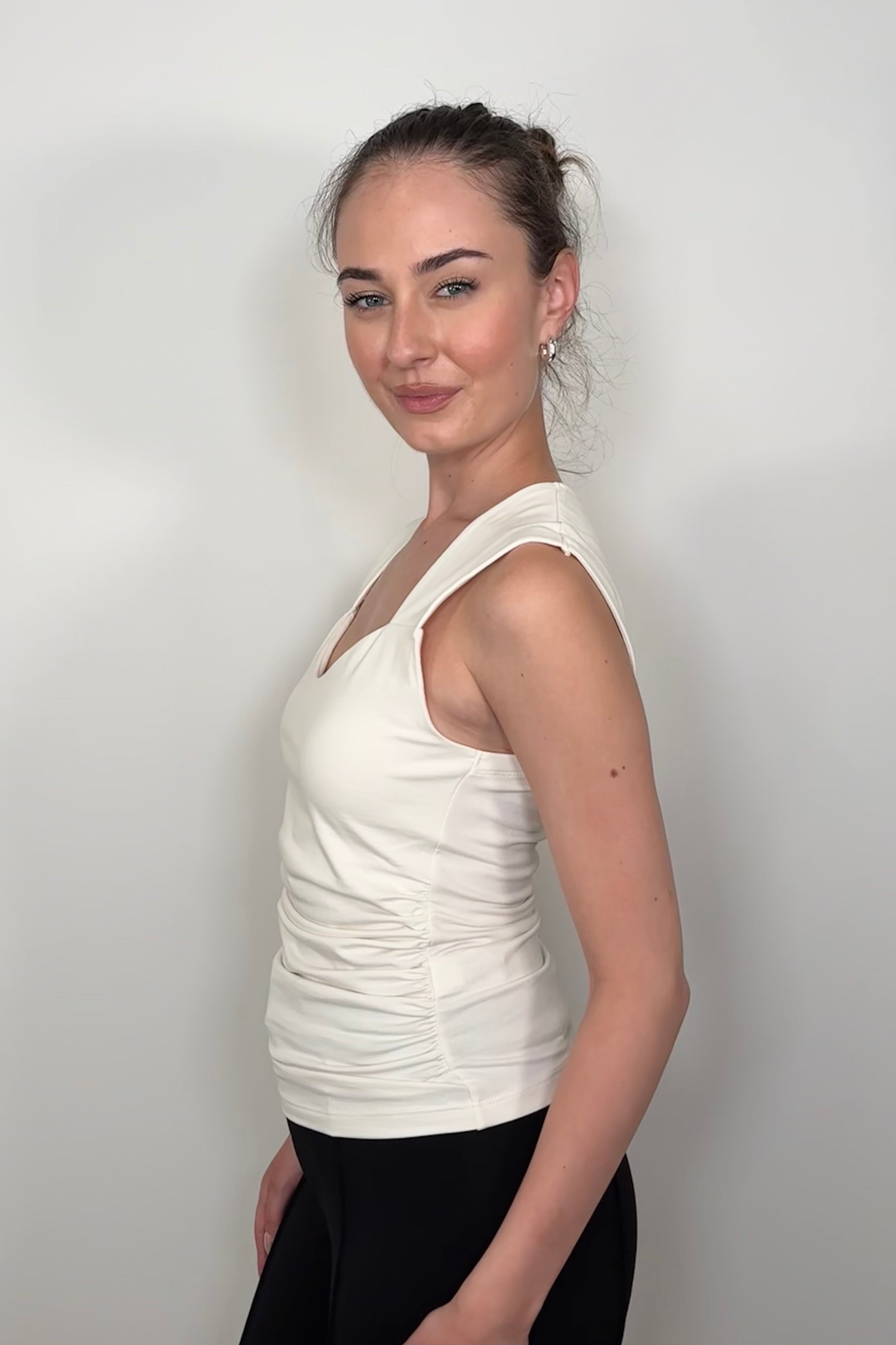 Fitted Cotton Sweetheart Dressy Tank – Haven Tee by Nation Los Angeles Sculpted & Elegantly Simple