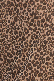 Close-up of the leopard print of a long sleeve mesh top