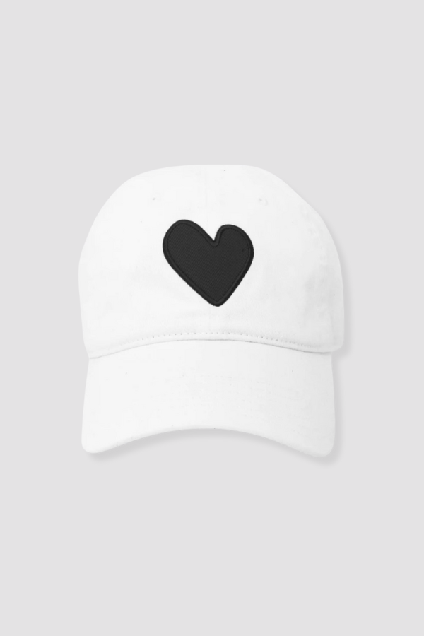 Kerri Rosenthal Heart Patch Baseball Hat in White/Black