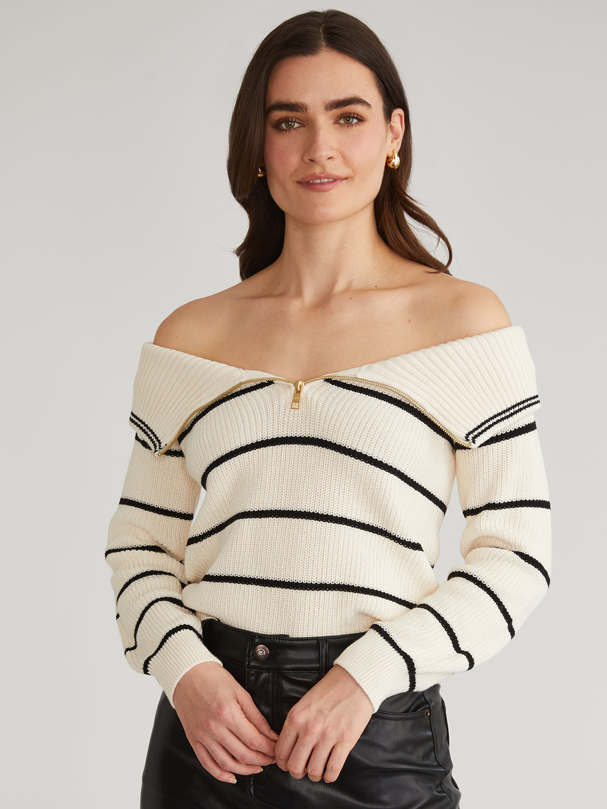 525 America Sierra Off Shoulder Stripe Pullover