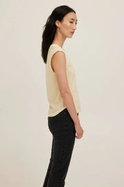 V-Neck Tank with  soft heathered jersey fabric in butter yellow 