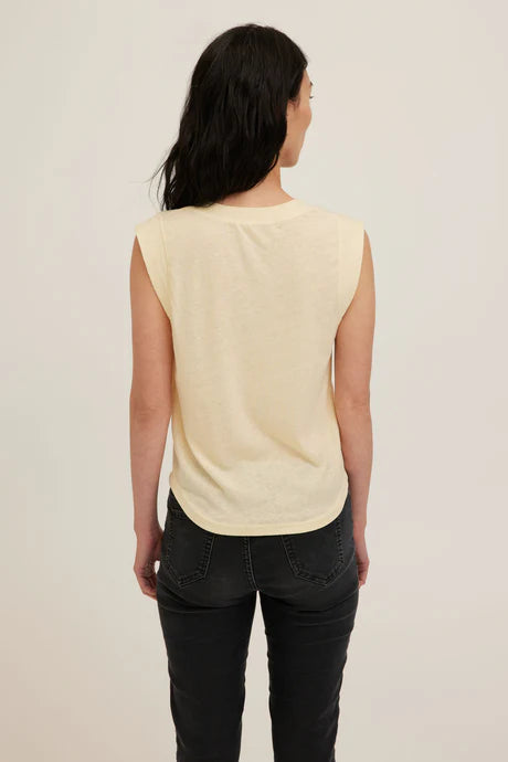 V-Neck Tank with  soft heathered jersey fabric in butter yellow 
