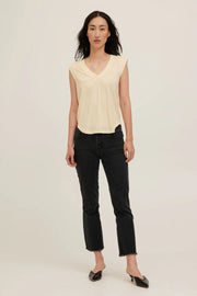 V-Neck Tank with  soft heathered jersey fabric in butter yellow 
