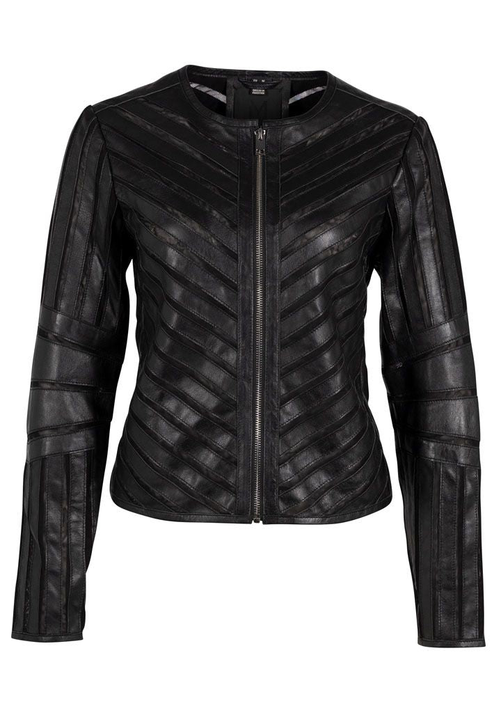 Mauritius Leather Jacket With Mesh in Black