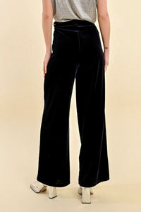 Molly Bracken High Rise Velvet Pant in Navy Blue