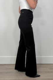 close-up of a black ponte bootcut pant