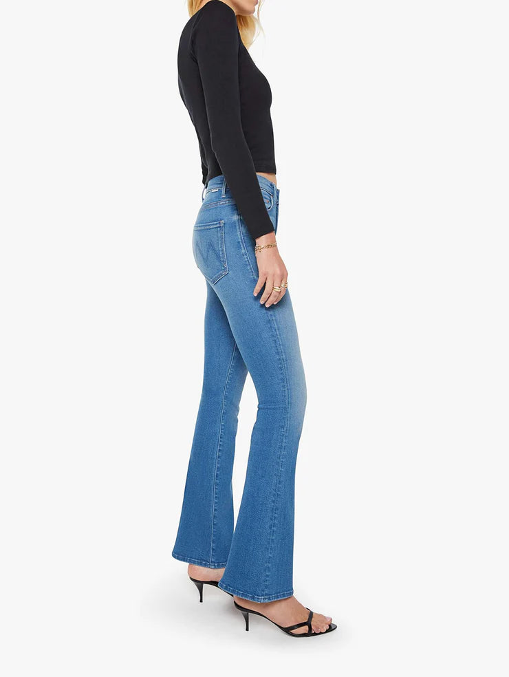 Women wearing blue flair jeans
