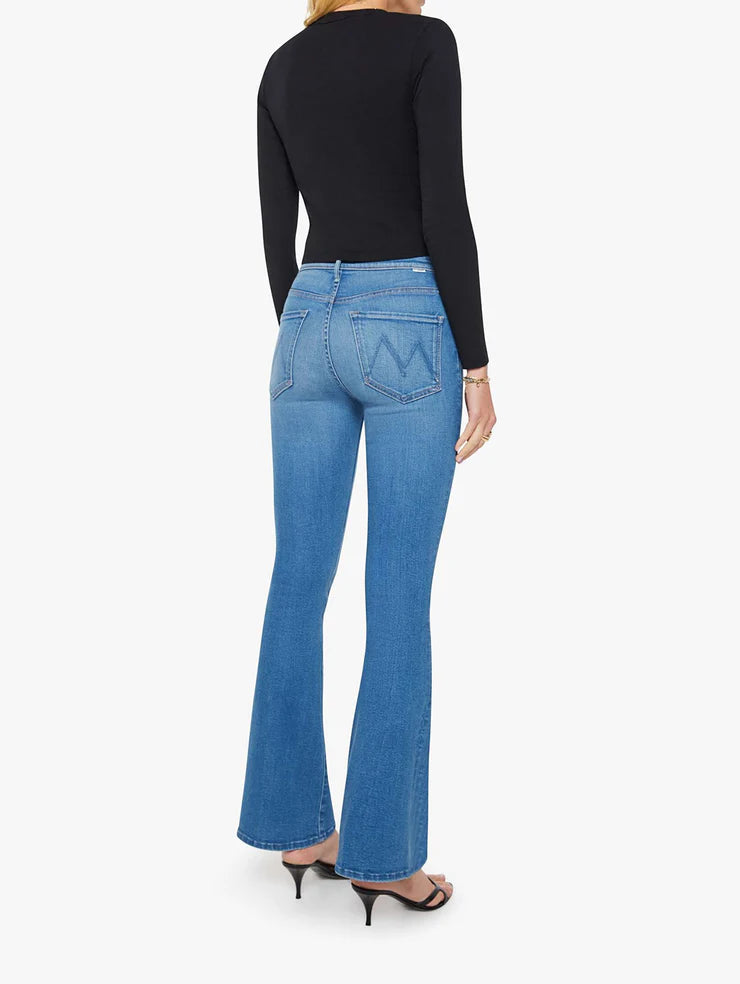 Women wearing blue flair jeans