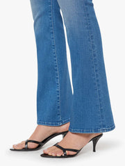Women wearing blue flair jeans