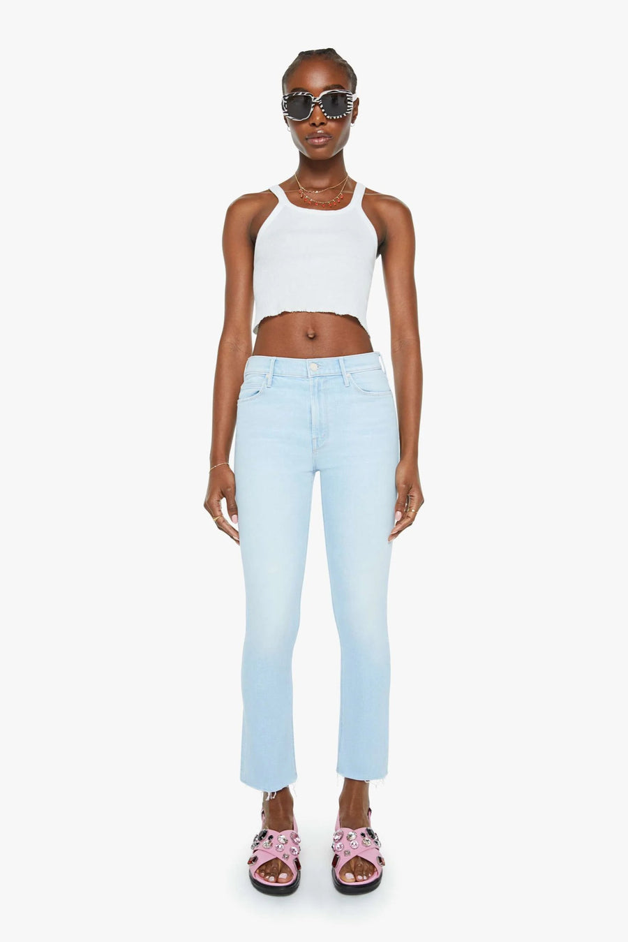Mother The Mid Rise Dazzler Crop Fray